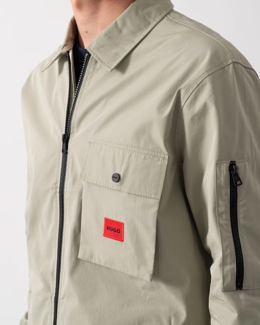 HUGO Natural Emmond Zip Overshirt for men