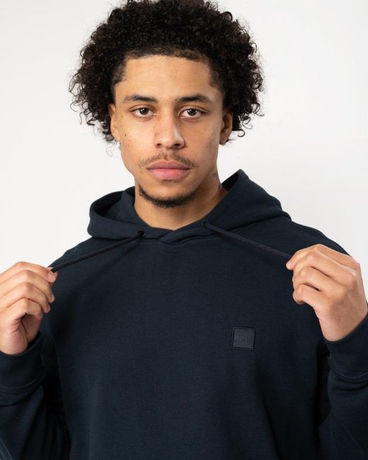Boss Blue Wetalk Pullover Hoodie With Logo Patch Nos Size: L for men