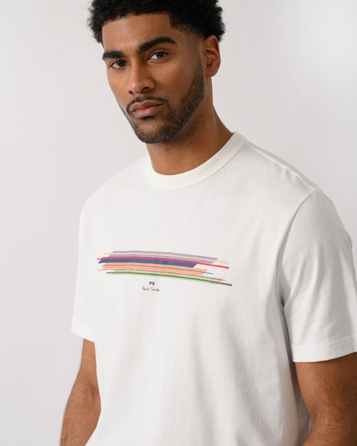 Paul Smith White Ps Casual Fit Stripe T-Shirt for men