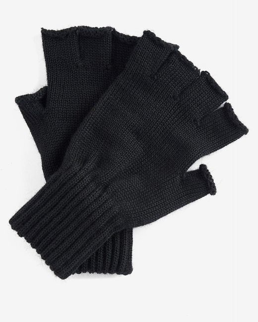 Barbour Black Fingerless Gloves , Size: L for men