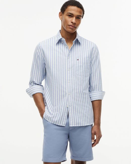Tommy Hilfiger Blue Heritage Oxford Long Sleeve Striped Shirt for men
