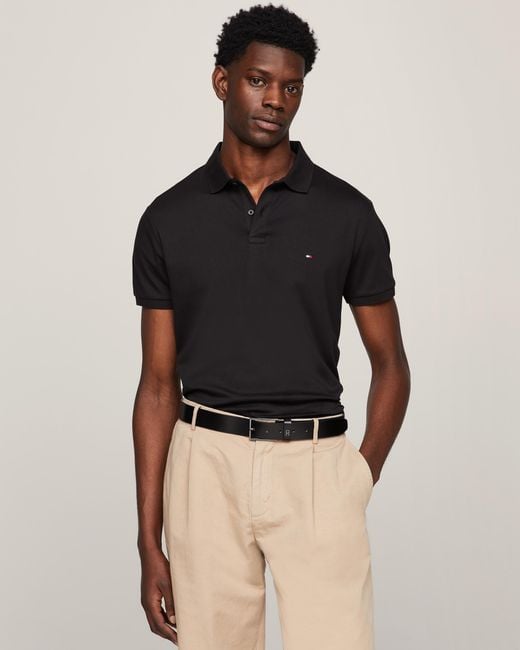 Tommy Hilfiger Black Liquid Cotton Essential Polo for men