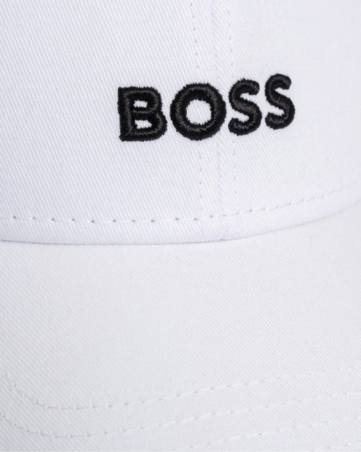 Boss White Zed Cotton-twill Six-panel Cap With Embroidered Logo for men