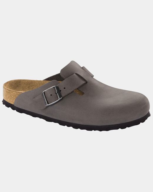 Birkenstock Gray Boston Soft Footbed Oiled Leather Clogs