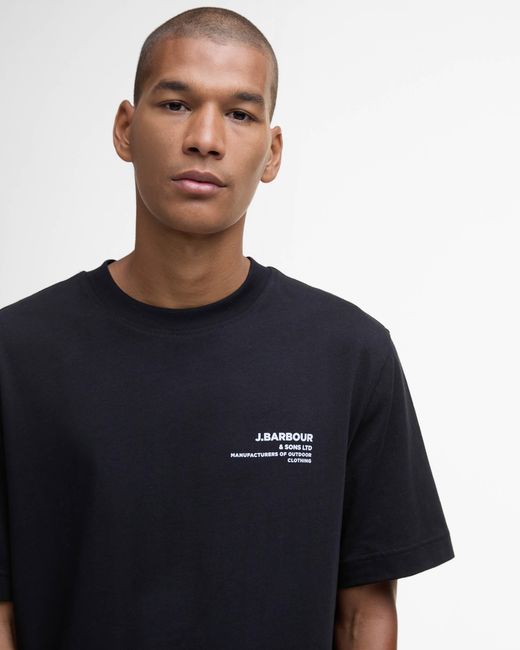 Barbour Black Parkend Photographic Relaxed T-Shirt for men