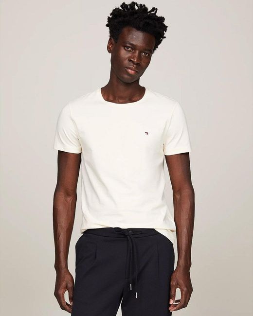Tommy Hilfiger White Stretch Slim Fit Tee for men