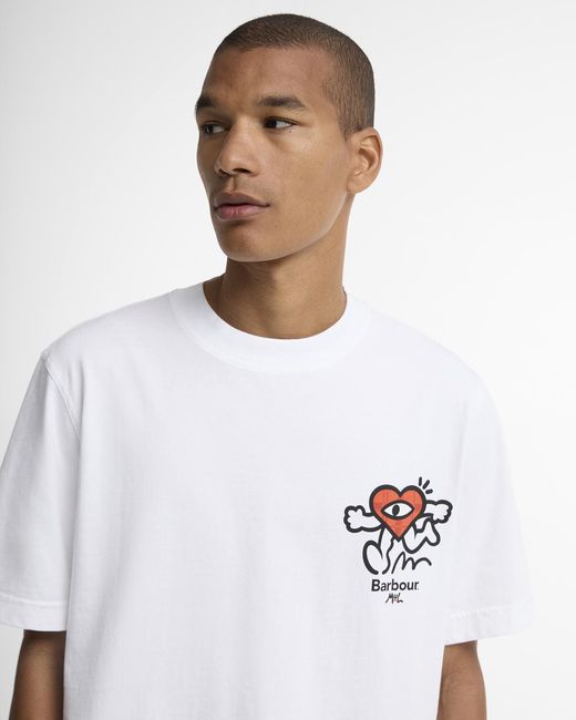 Barbour White X Mul Camping Trip Graphic T-Shirt for men