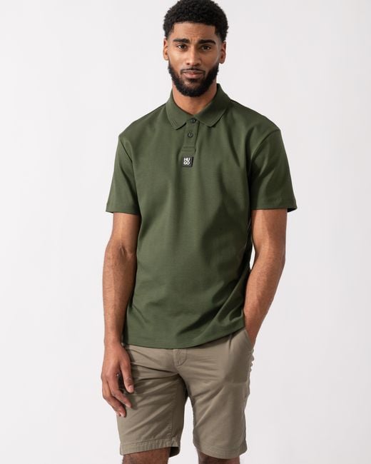 HUGO Green Deabono Interlock Cotton Polo Shirt With Stacked Logo for men