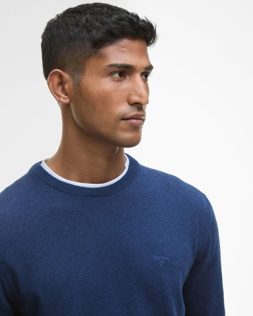 Barbour Blue Pima Cotton Crew Sweatshirt for men