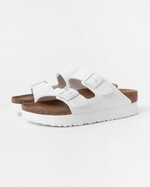 Birkenstock White Arizona Platform Birko-Flor Sandals, , Size Uk 7.5