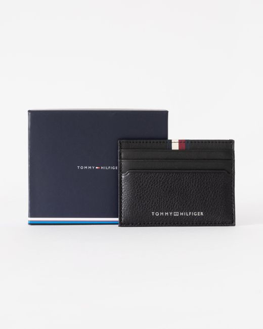 Tommy Hilfiger Black Th Premium Leather Card Holder for men