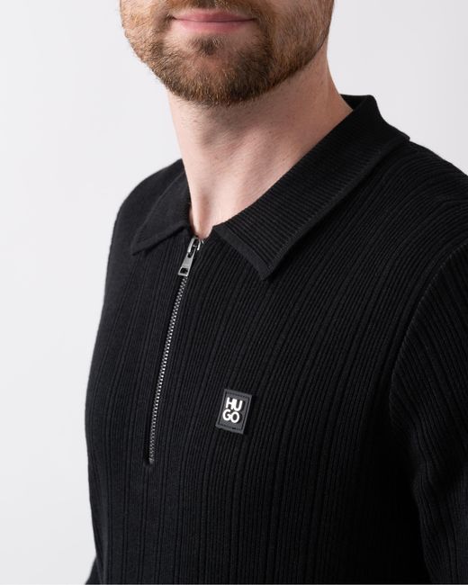 HUGO Black Sastoro 1/4 Zip Jumper for men