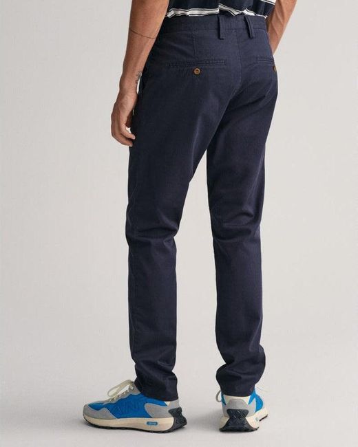 Gant Blue Slim Fit Twill Chinos for men