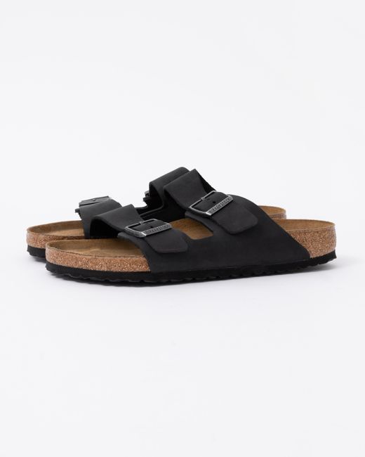 Birkenstock Black Arizona Soft Footbed Oiled Leather Sandals for men
