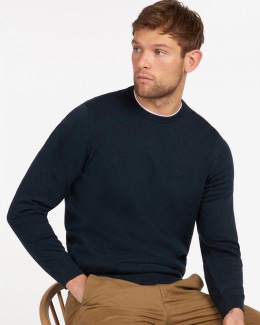 Barbour Blue Pima Cotton Crew Sweatshirt for men