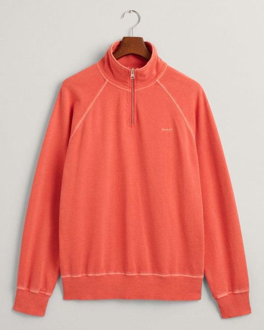Gant Red Sunfaded Half Zip Sweatshirt for men