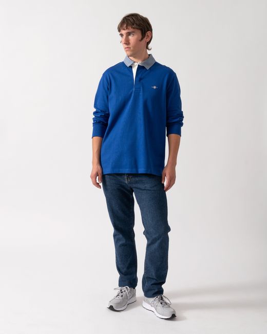Gant Blue Regular Fit Chambray Heavy Rugger for men