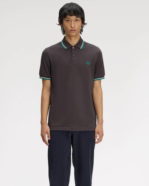 Fred Perry Gray Twin Tipped Signature Polo Shirt for men