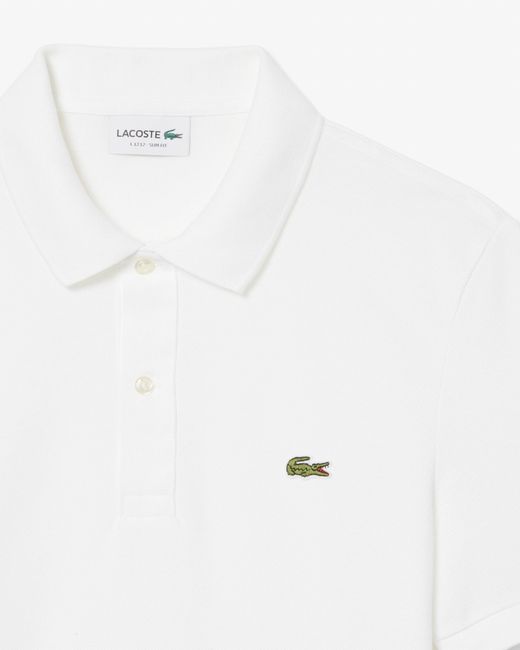 Lacoste White Original.12.12 Slim Fit Petit Piqué Cotton Polo Shirt for men