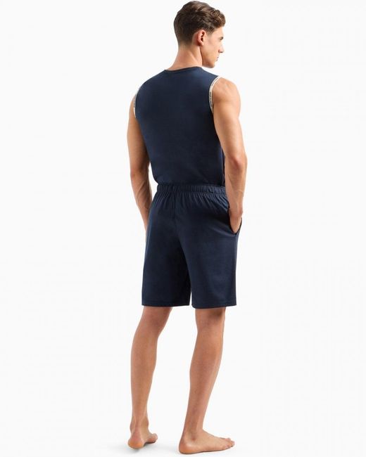 Emporio Armani Blue Logo Tape Loungewear Shorts for men