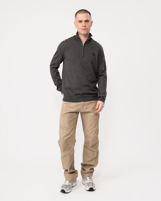 Fred Perry Gray Classic Half Zip Jumper for men