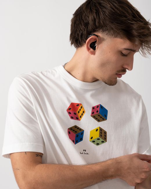 Paul Smith White Ps Casual Fit Dice Graphic T-Shirt for men