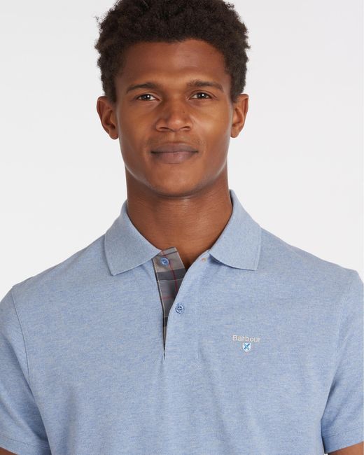 Barbour Blue Tartan Pique Polo for men