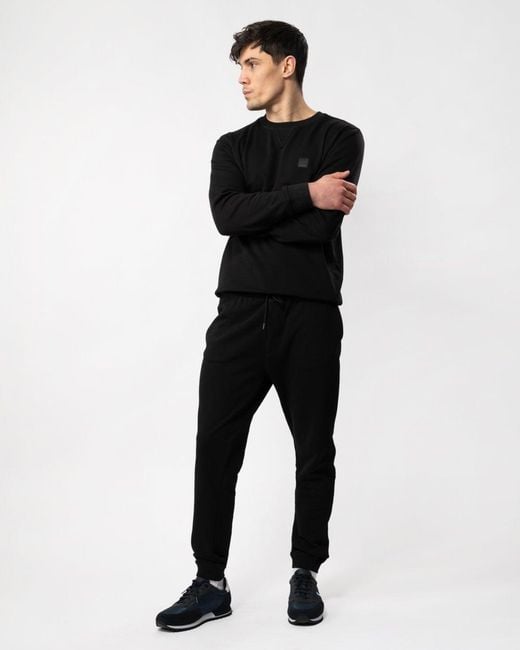 Boss Black Sestart Cotton-Terry Tracksuit Bottoms With Logo Patch Nos Size: L for men