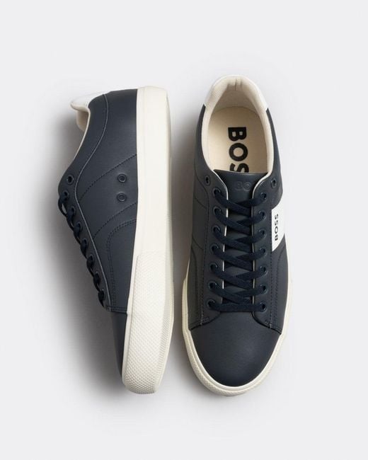 Boss White Aiden Cupsole Trainers With Contrast Band for men