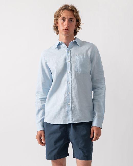 COLORFUL STANDARD Blue Long Sleeve Linen Shirt for men