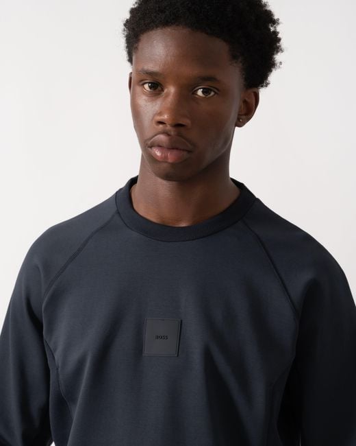 Boss Blue Salbo Rib Crew Neck Sweatshirt for men