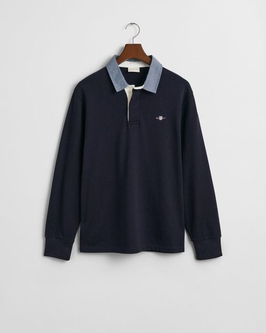Gant Blue Regular Fit Chambray Heavy Rugger for men