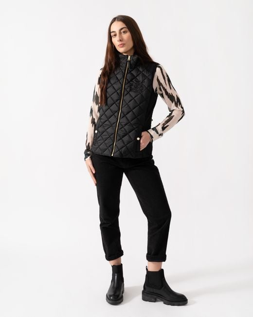 Joules Black Braemar Luxe Quilted Gilet