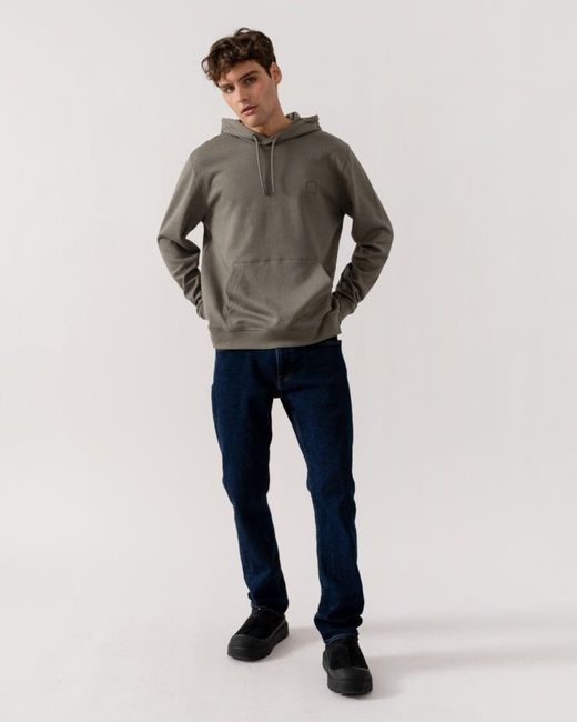 Boss Gray Wetalk Pullover Hoodie With Logo Patch for men