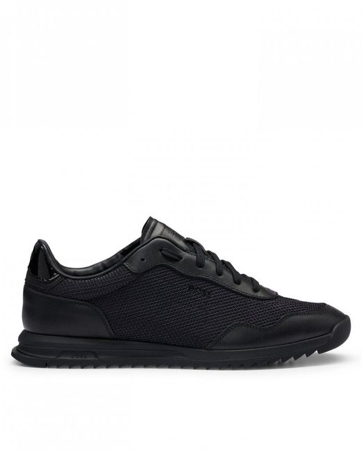 Boss Black Zayn Textured Nylon Trainers With Leather Trims for men