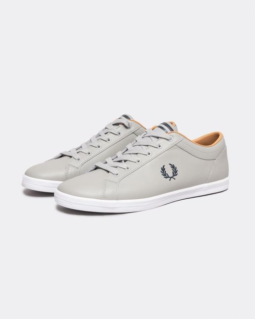 Fred Perry Gray Baseline Leather Trainers for men