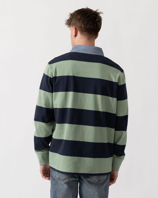 Gant Blue Regular Fit Chambray Stripe Heavy Rugger for men