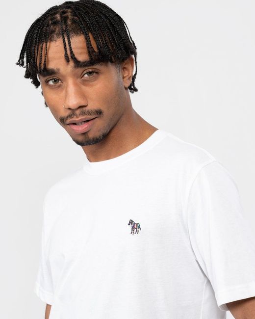 Paul Smith White Ps Regular Fit Short Sleeve Zebra Logo T-Shirt for men