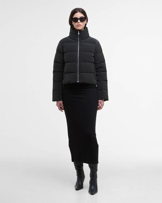 Barbour Black Hudson Faux Velvet Puffer Jacket