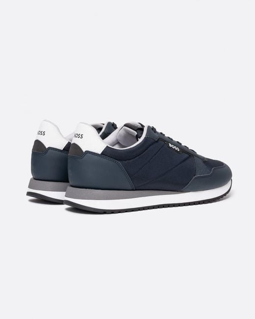 Boss Blue Kai Mixed-material Trainers With Pop-colour Details for men