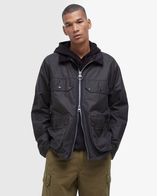 【Barbour】os bedale wax jacket gray Barbour Re-Engineered Short Bedale Wax Jacket in Grey for Men