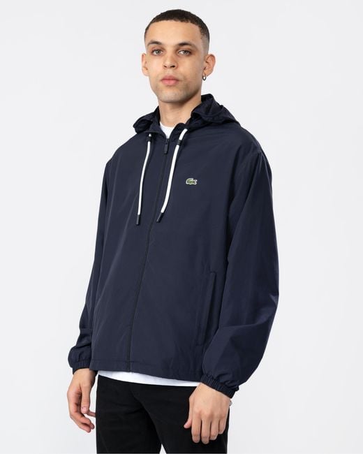 Lacoste Blue Short Water-resistant Jacket With Removable Hood for men