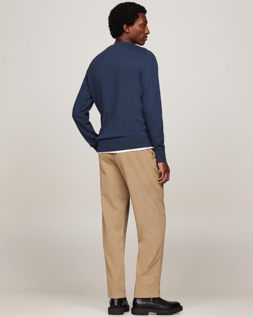 Tommy Hilfiger Blue Organic Cotton Cashmere Crew Sweater for men