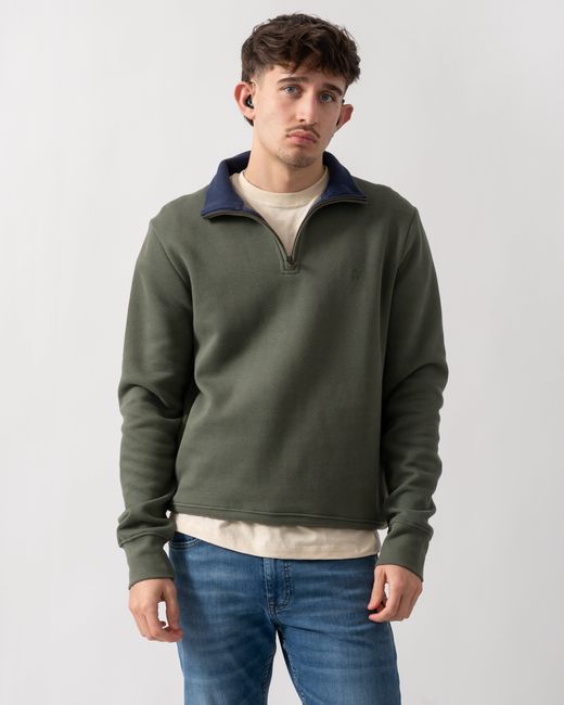 Joules Green Alistair 1/4 Zip Sweatshirt for men