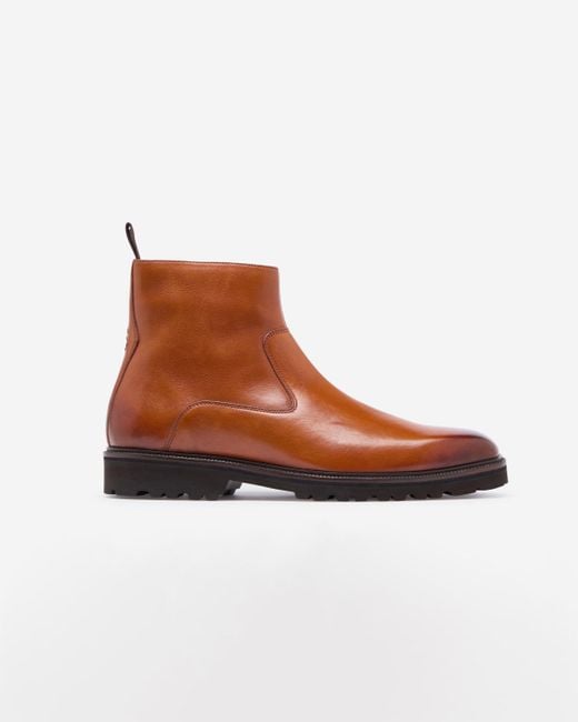 Oliver Sweeney White Swanley Milled Calf Leather Zip Boots for men