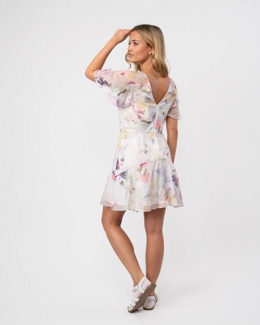 Ted Baker White Sangro Angel Sleeve Fit And Flare Mini Dress