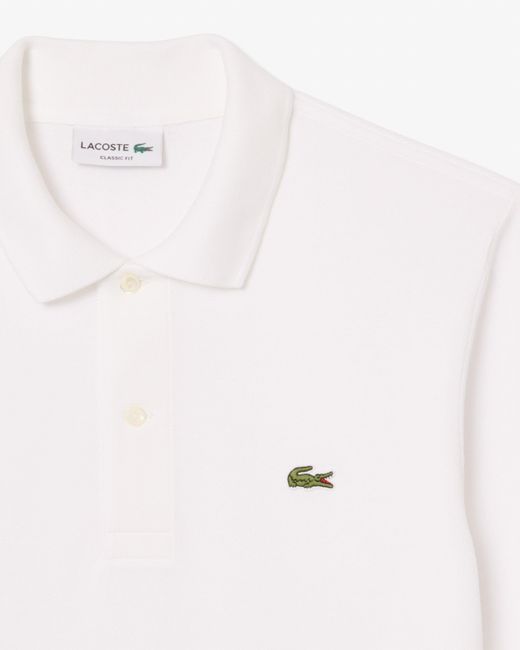 Lacoste White Original L.12.12 Long Sleeve Cotton Polo Shirt for men