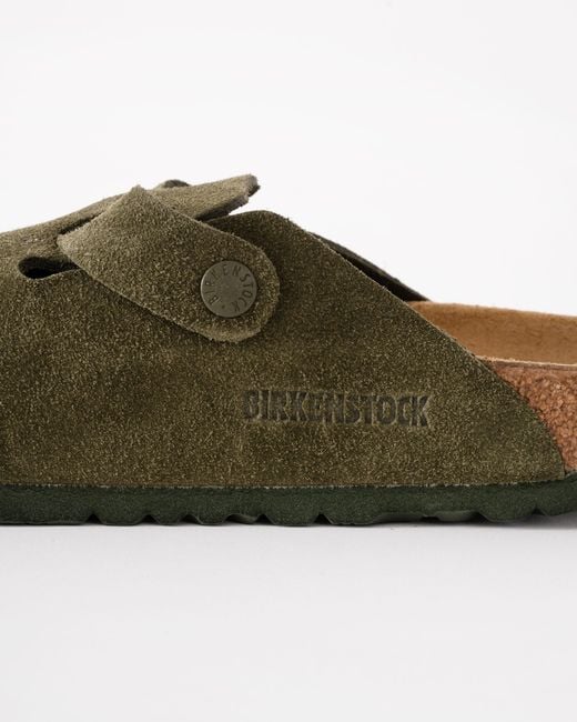 Birkenstock Green Boston Suede Leather Clogs