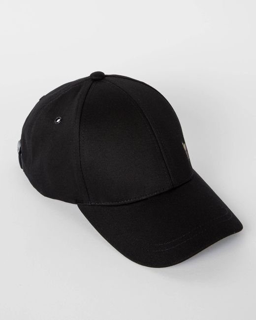 Paul Smith Black Ps Cotton Zebra Logo Baseball Cap for men