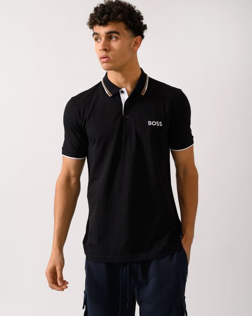 Boss Black Paddy Pro Cotton Blend Polo Shirt With Contrast Logos Nos Size: L for men